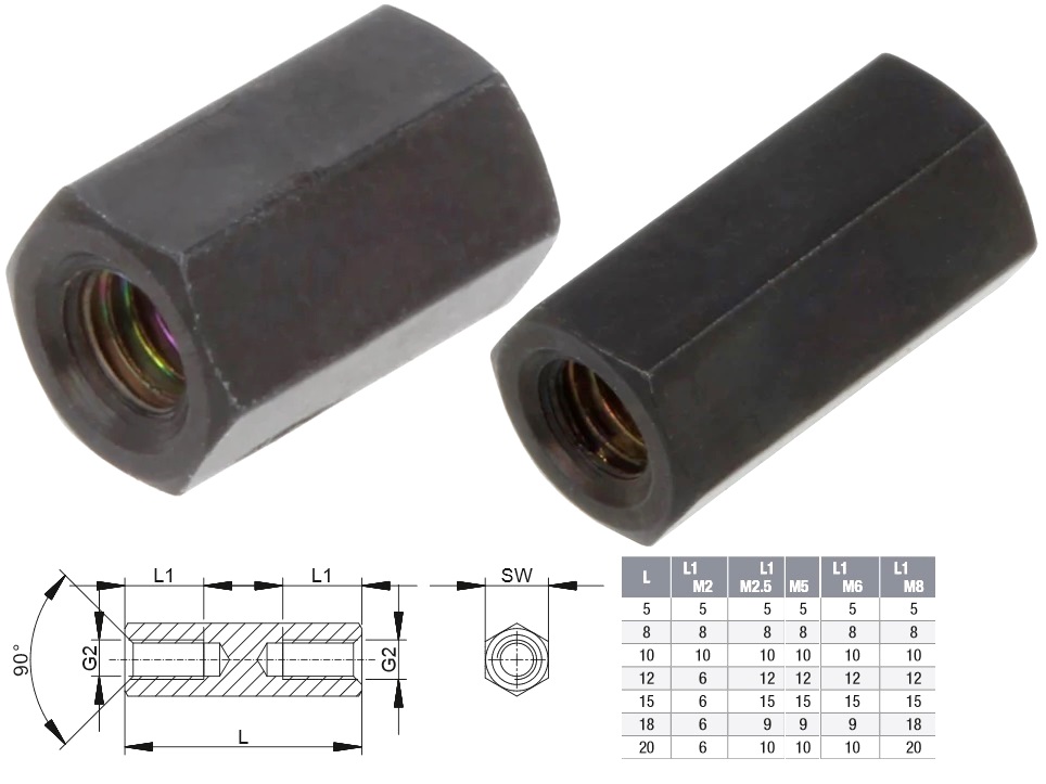 Separador Hexagonal Negro Metal